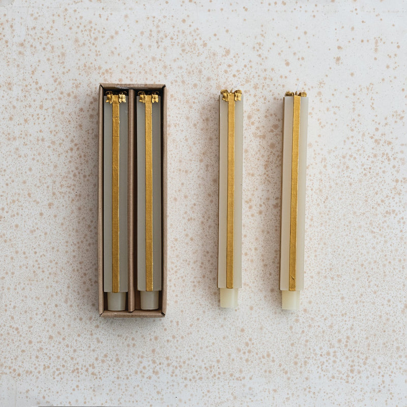 Design Shop Unscented Package Shaped Taper Candles in Box, Set of 2
