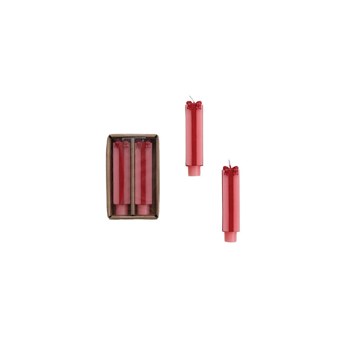 Design Shop Unscented Package Shaped Taper Candles in Box, Pink & Red, Set of 2