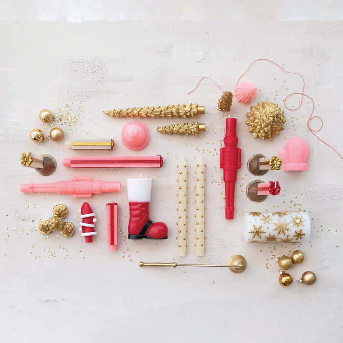 Design Shop Unscented Package Shaped Taper Candles in Box, Pink & Red, Set of 2