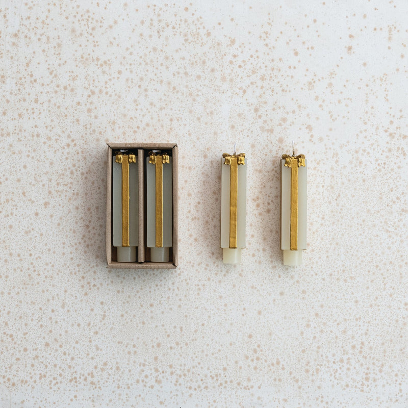 Design Shop Unscented Package Shaped Taper Candles in Box, Set of 2