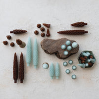 Design Shop Unscented Pinecone Shaped Taper Candles in Box, Brown, Set of 2