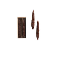 Design Shop Unscented Pinecone Shaped Taper Candles in Box, Brown, Set of 2
