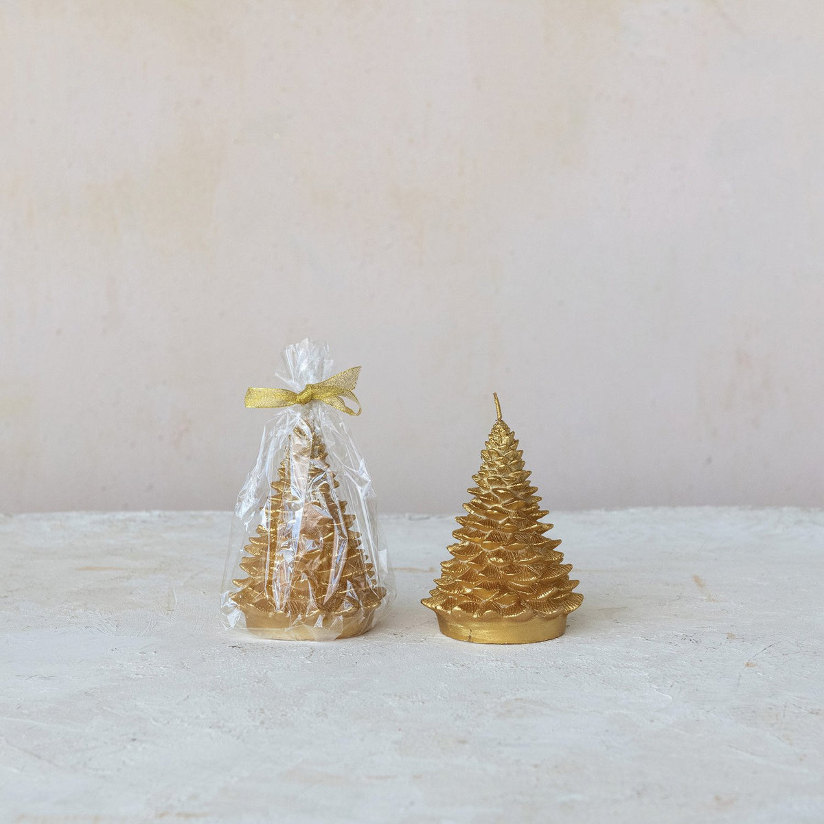 Design Shop Unscented Tree Shaped Candle, Gold Color