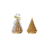 Design Shop Unscented Tree Shaped Candle, Gold Color