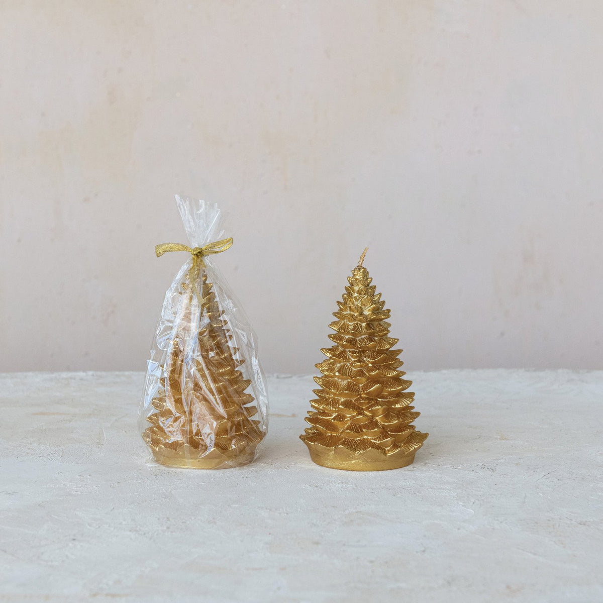 Design Shop Unscented Tree Shaped Candle, Gold Color