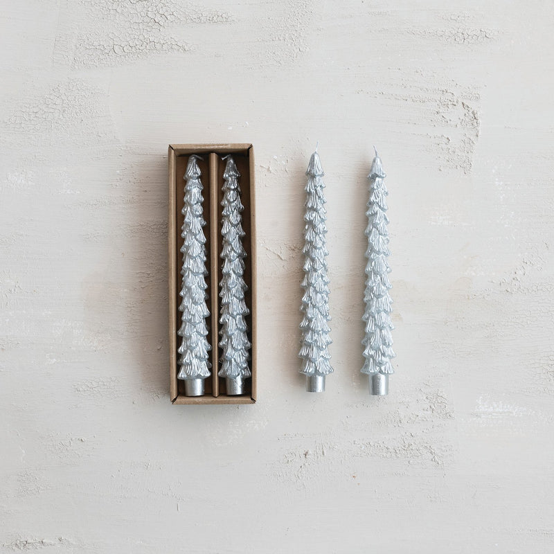 Design Shop Unscented Tree Shaped Taper Candles in Box, Set of 2
