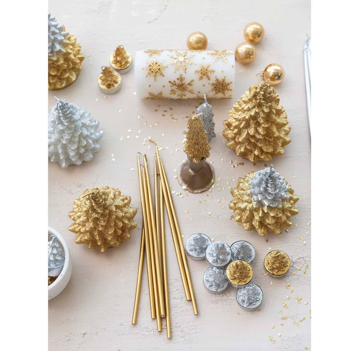 Design Shop Unscented Tree Shaped Taper Candles in Box, Set of 2