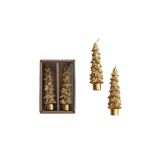 Design Shop Unscented Tree Shaped Taper Candles in Box, Set of 2