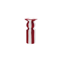 Design Shop Hand-Painted Ceramic Striped Taper Holder, Red & White