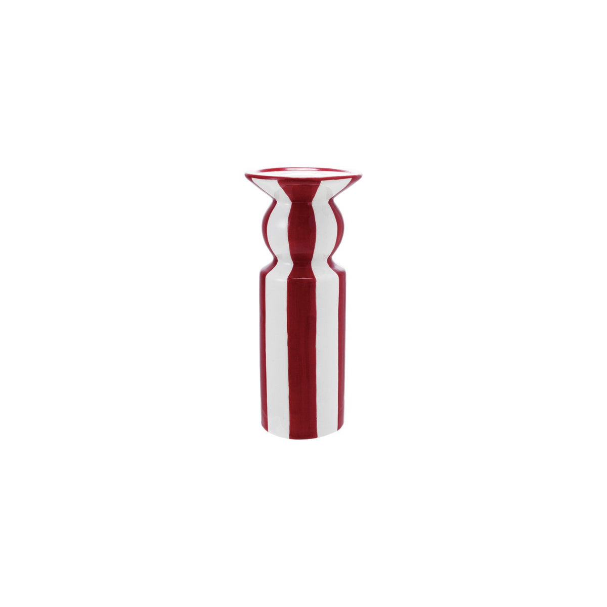 Design Shop Hand-Painted Ceramic Striped Taper Holder, Red & White