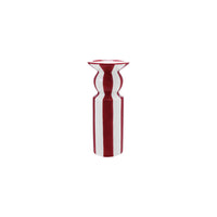 Design Shop Hand-Painted Ceramic Striped Taper Holder, Red & White