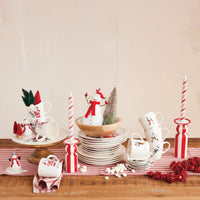 Design Shop Stoneware Plate with Santa Image, Red, Black & White, Set of 4