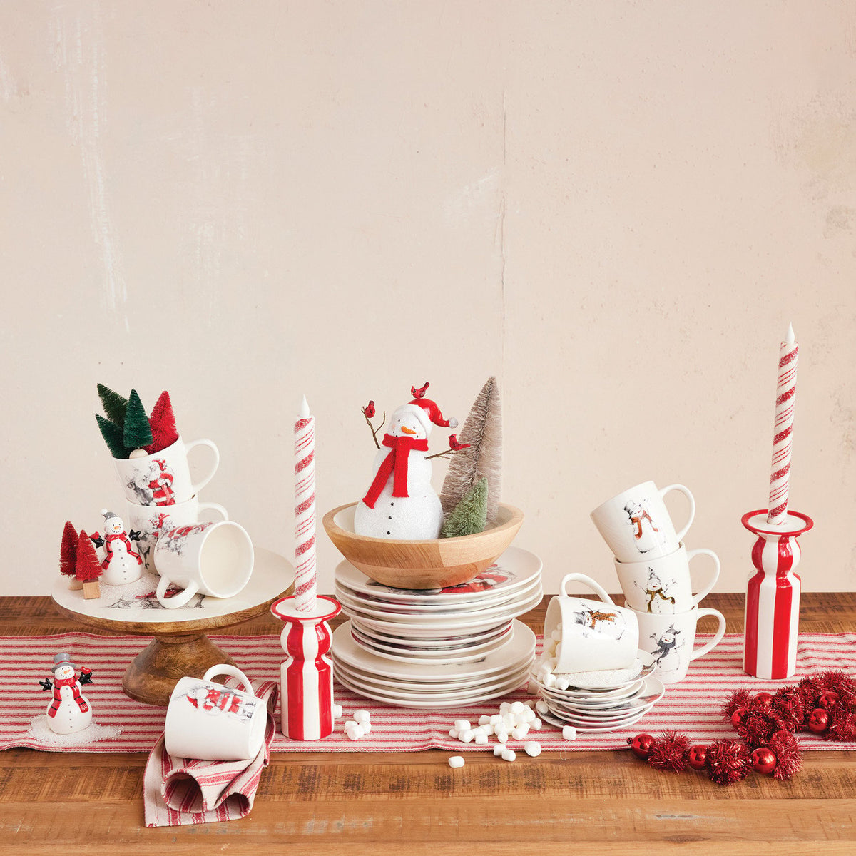 Design Shop Stoneware Plate with Santa & Reindeer Image, Set of 4