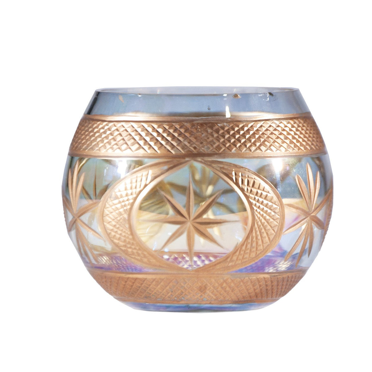 Design Shop Hand-Painted Cut Glass Tealight/Votive Holder with Snowflakes & Design