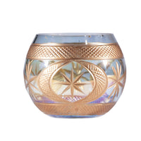 Design Shop Hand-Painted Cut Glass Tealight/Votive Holder with Snowflakes & Design