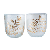 Design Shop Hand-Painted Etched Glass Tealight/Votive Holder, Set of 2
