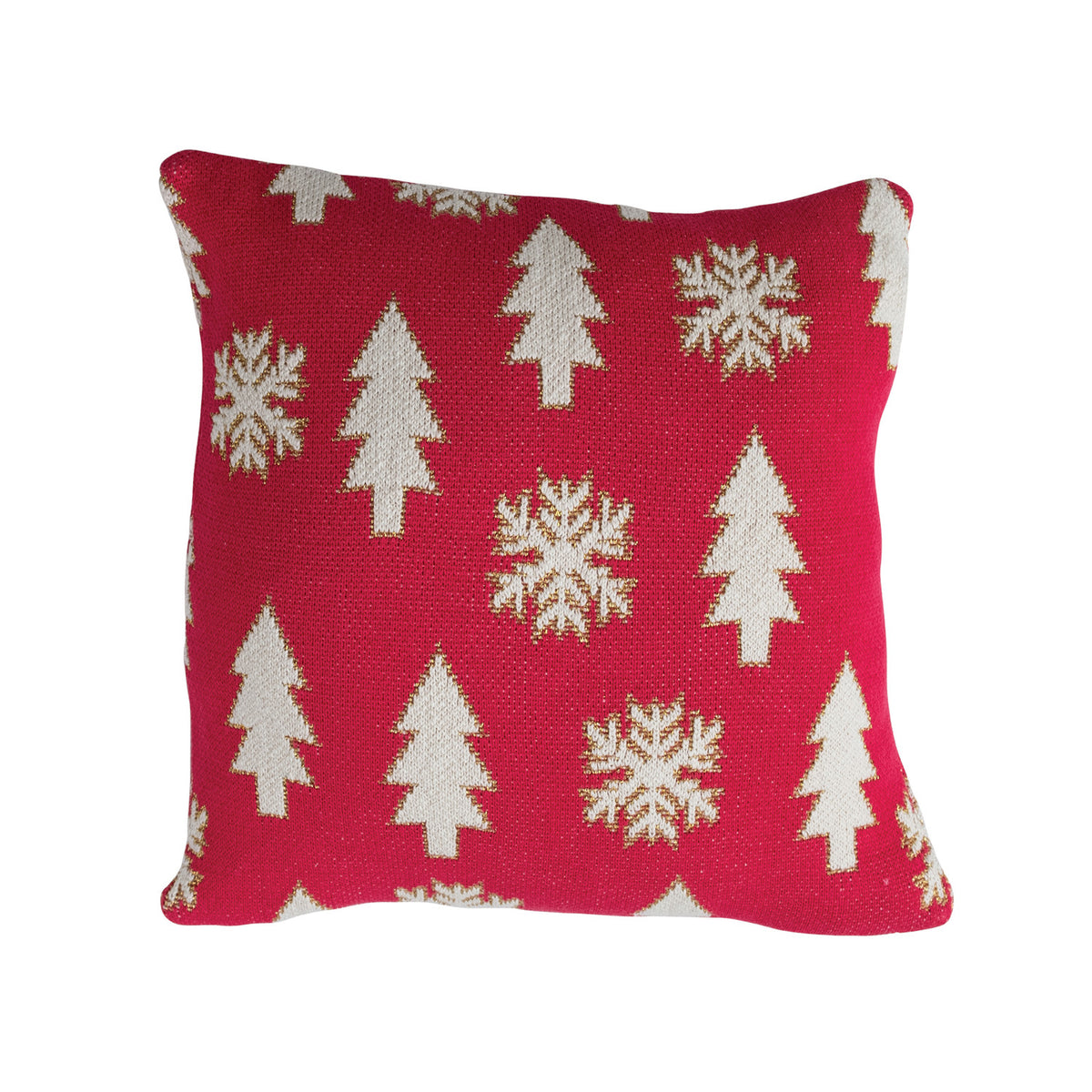 Design Shop 18" Square Cotton Knit Pillow with Metallic Thread Embroidery