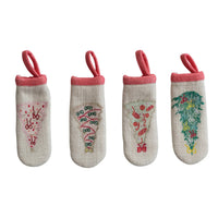 Design Shop Printed Pot Handle Cover with Embroidered Christmas Tree, Set of 4