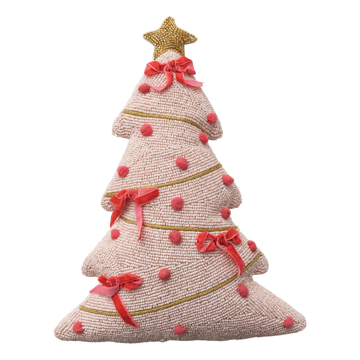 Design Shop Beaded Tree Shaped Pillow with Hand-Embroidery