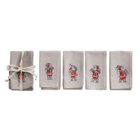 Design Shop Napkins with Embroidered Santa Image, Natural, Set of 4 Tied with Tape