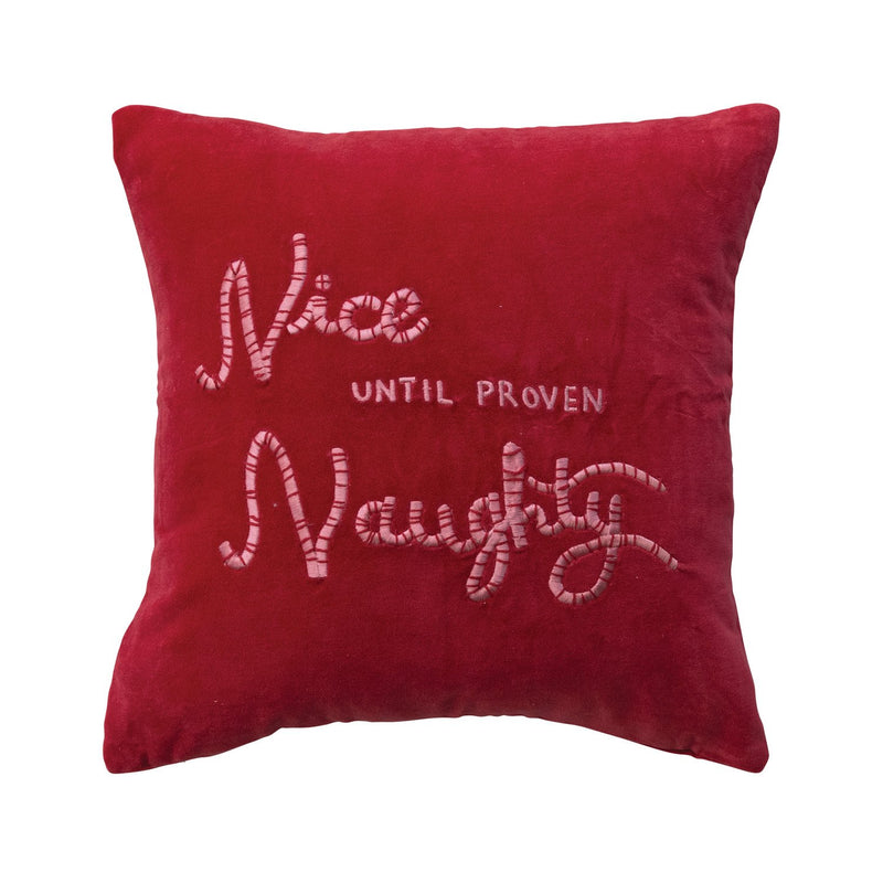 Design Shop 16" Square Cotton Velvet Pillow with Embroidered