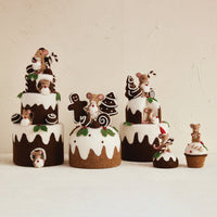Design Shop Handmade Wool Felt Cake with Gingerbread Cookies & Mouse