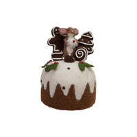 Design Shop Handmade Wool Felt Cake with Gingerbread Cookies & Mouse