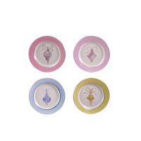 Design Shop Stoneware Plate with Ornament Image & Electroplated Edges, Set of 4
