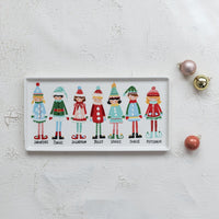 Design Shop 13"L x 6-1/2"W Stoneware Platter with Santa's Elves, Multi Color