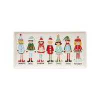 Design Shop 13"L x 6-1/2"W Stoneware Platter with Santa's Elves, Multi Color