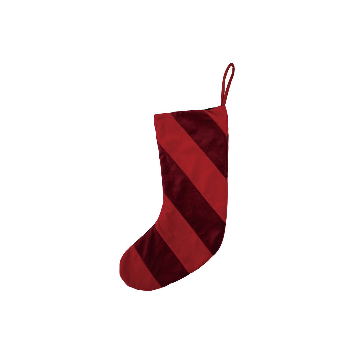 Design Shop 20"H Fabric Velvet Striped Stocking, Red