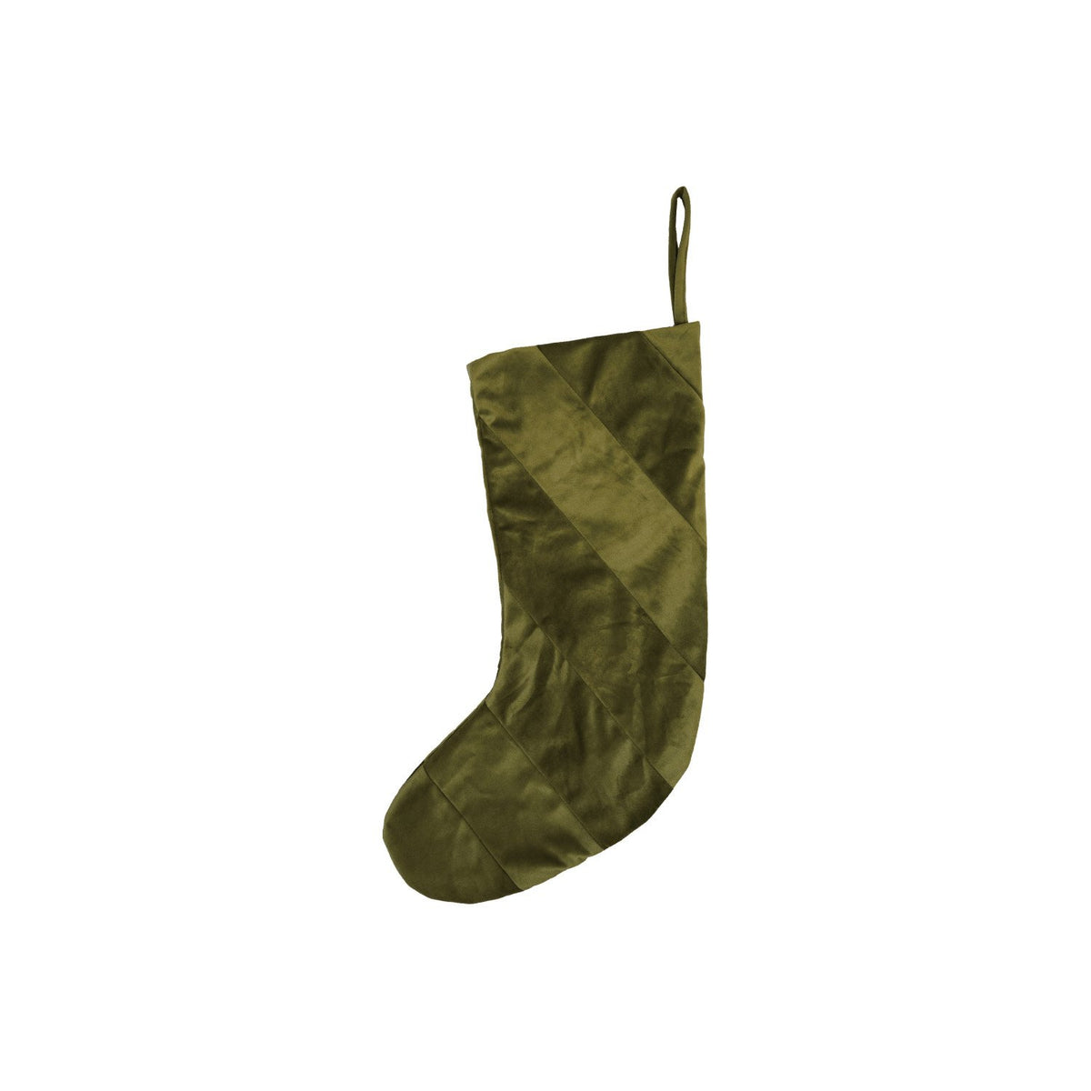 Design Shop 20"H Fabric Velvet Striped Stocking, Green