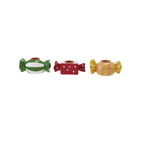Design Shop 3-1/2"L x 2"W x 2"H Stoneware Candy Shaped Taper Holder, Set of 3