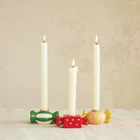 Design Shop 3-1/2"L x 2"W x 2"H Stoneware Candy Shaped Taper Holder, Set of 3