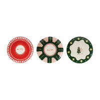 Design Shop Hand-Painted Stoneware Plate with Holiday Design, Set of 3