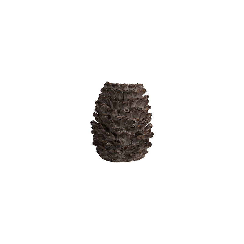 Design Shop Resin Pinecone Shaped Pillar Holder, Distressed Finish, Brown