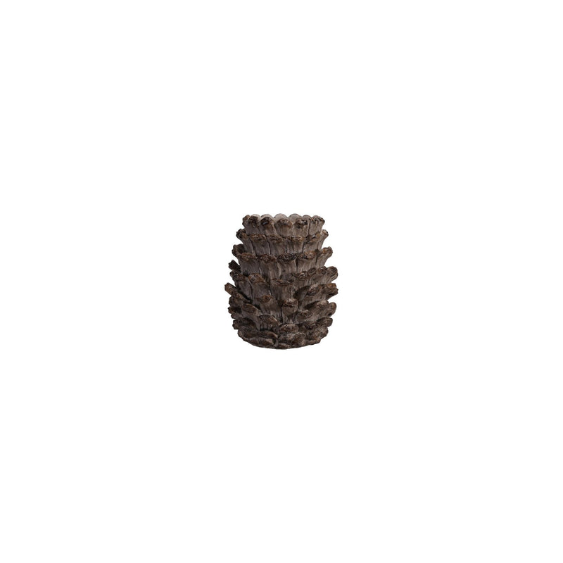 Design Shop Resin Pinecone Shaped Pillar Holder, Distressed Finish, Brown
