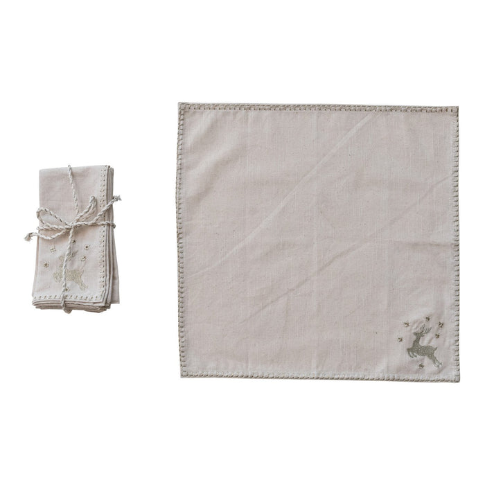 Design Shop Cotton Napkins, Set of 4 Tied with Metallic Rope