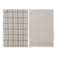 Design Shop Woven Tea Towels with Embroidery & Beads, Set of 2 with Jute & Gift Tag