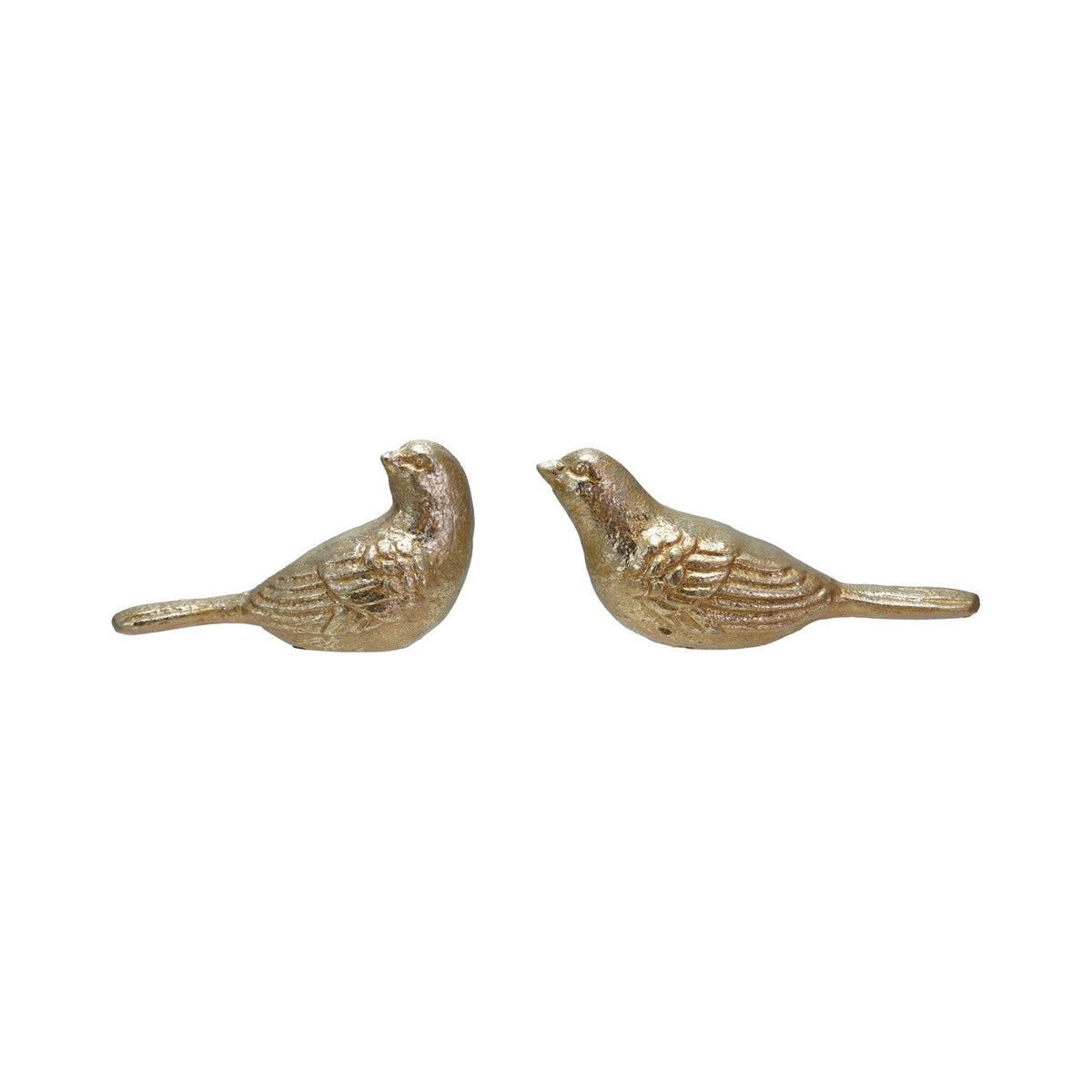Design Shop 4-1/4"L - 4-3/4"L Cast Iron Bird, Gold Finish, Set of 2