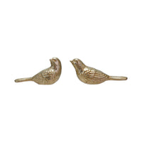 Design Shop 4-1/4"L - 4-3/4"L Cast Iron Bird, Gold Finish, Set of 2