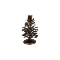 Design Shop Metal Pinecone Shaped Taper Holder, Antique Gold Finish