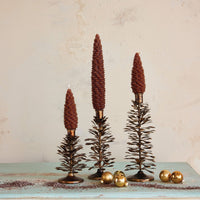 Design Shop Metal Pinecone Shaped Taper Holder, Antique Gold Finish