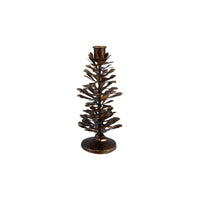 Design Shop Metal Pinecone Shaped Taper Holder, Antique Gold Finish