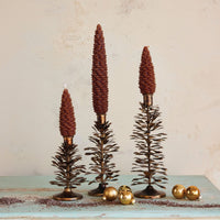 Design Shop Metal Pinecone Shaped Taper Holder, Antique Gold Finish