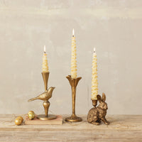 Design Shop 6"L x 4"W x 9"H Cast Iron Bird Taper Holder, Antique Gold Finish