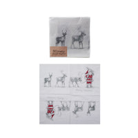 Design Shop Paper Napkins with Santa Leading Reindeer Image (50 Folded Pieces)