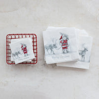 Design Shop Paper Napkins with Santa Leading Reindeer Image (50 Folded Pieces)