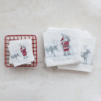 Design Shop Paper Cocktail Napkins with Santa Leading Reindeer Image (50 Pieces)