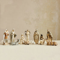 Design Shop 2"H - 8"H Resin Nativity with Glitter, Multi Color, Set of 11